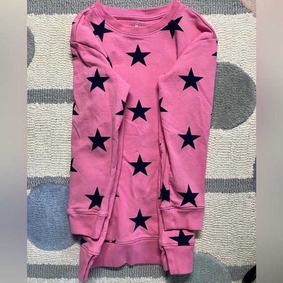 Primary Kids Star Sweatshirt (Size 6-7, Pink with Navy Stars, Pockets!) - Picture 3 of 9
